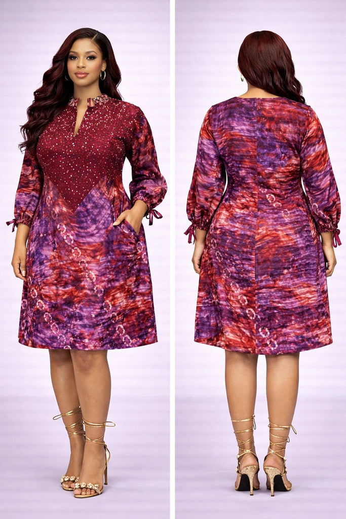 Wine Elegance Tie-Dye Lace Midi Dress – FloFlourish