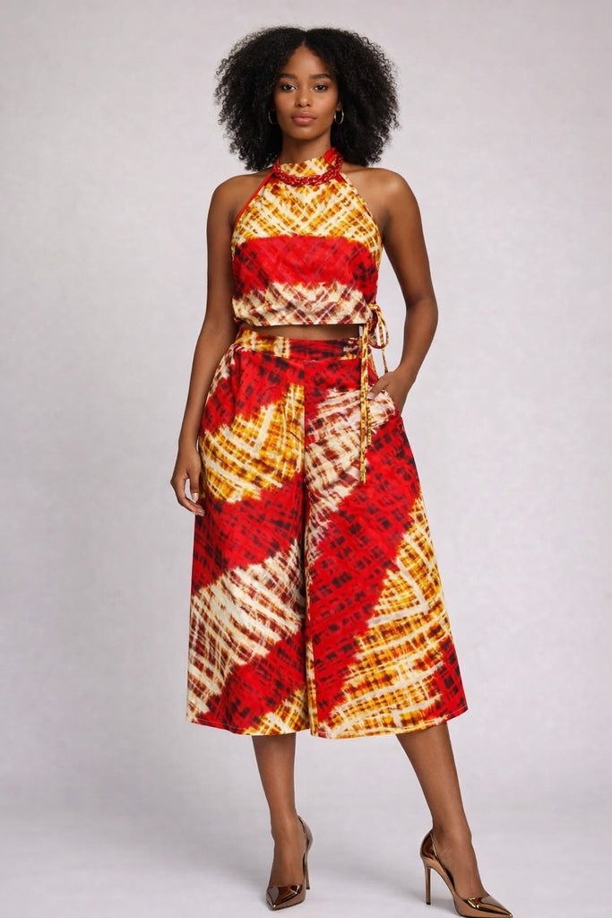 Radiance Tie-Dye High-Neck Crop & Palazzo Set