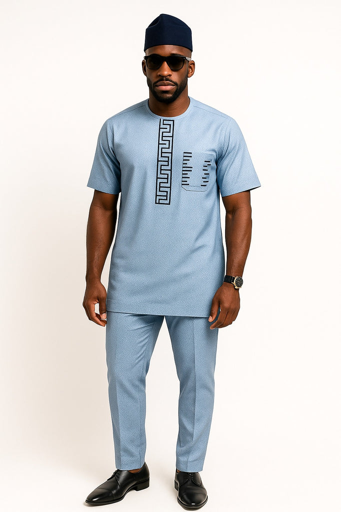 Sky Blue Senator with Black Embroidery