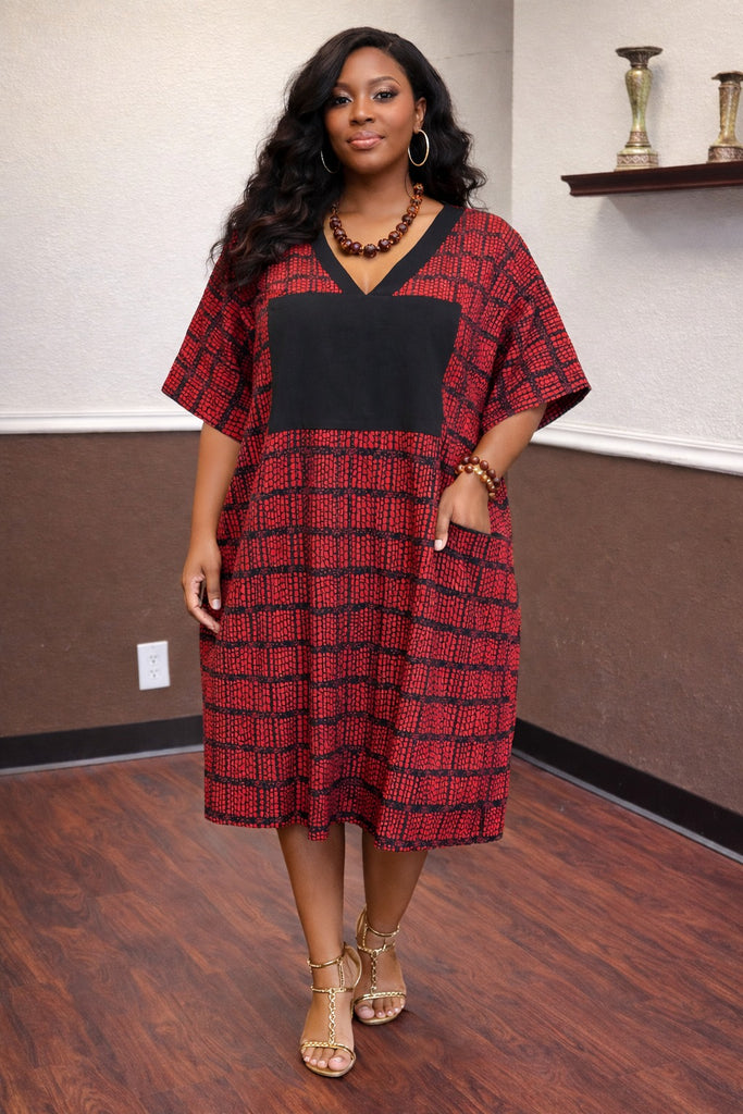 Bold Heritage V-Neck Ankara Dress