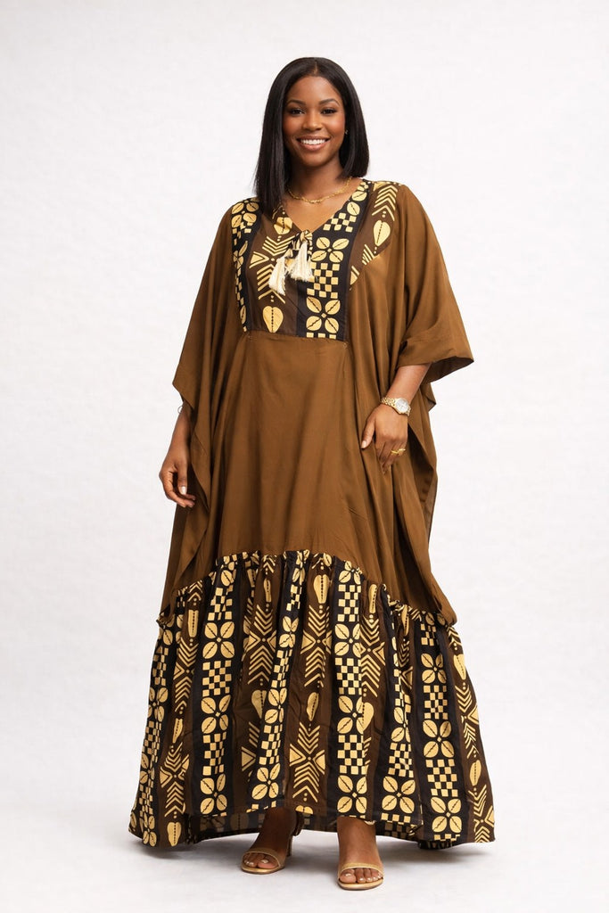 Golden Earth Ankara Flow Gown