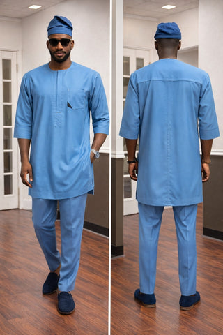 Sky Blue Senator Set with Minimal Black Accent Detailing