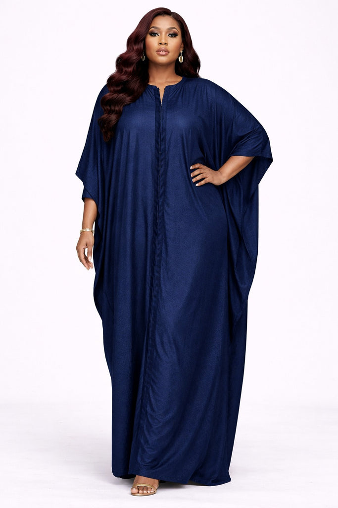 Midnight Grace Flowing Kaftan Dress