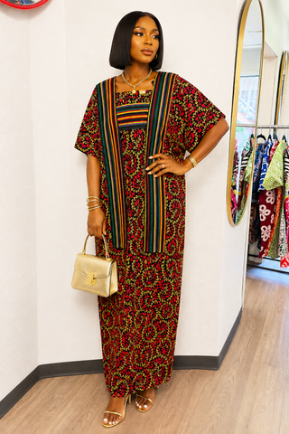 Aso-Oke Stripe Ankara Bubu Dress