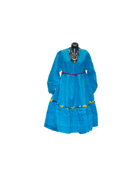 Afri Drylace with Ankara Taped Ladies  Dress