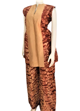 Earth Tones Tie & Dye Satin Mix Two-Piece Set